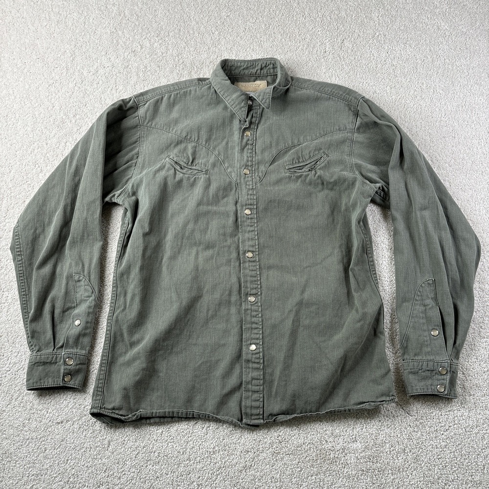 Schaefer Outfitter Pearl Snap Western Button Up Work Shirt Men Medium 6060 Green